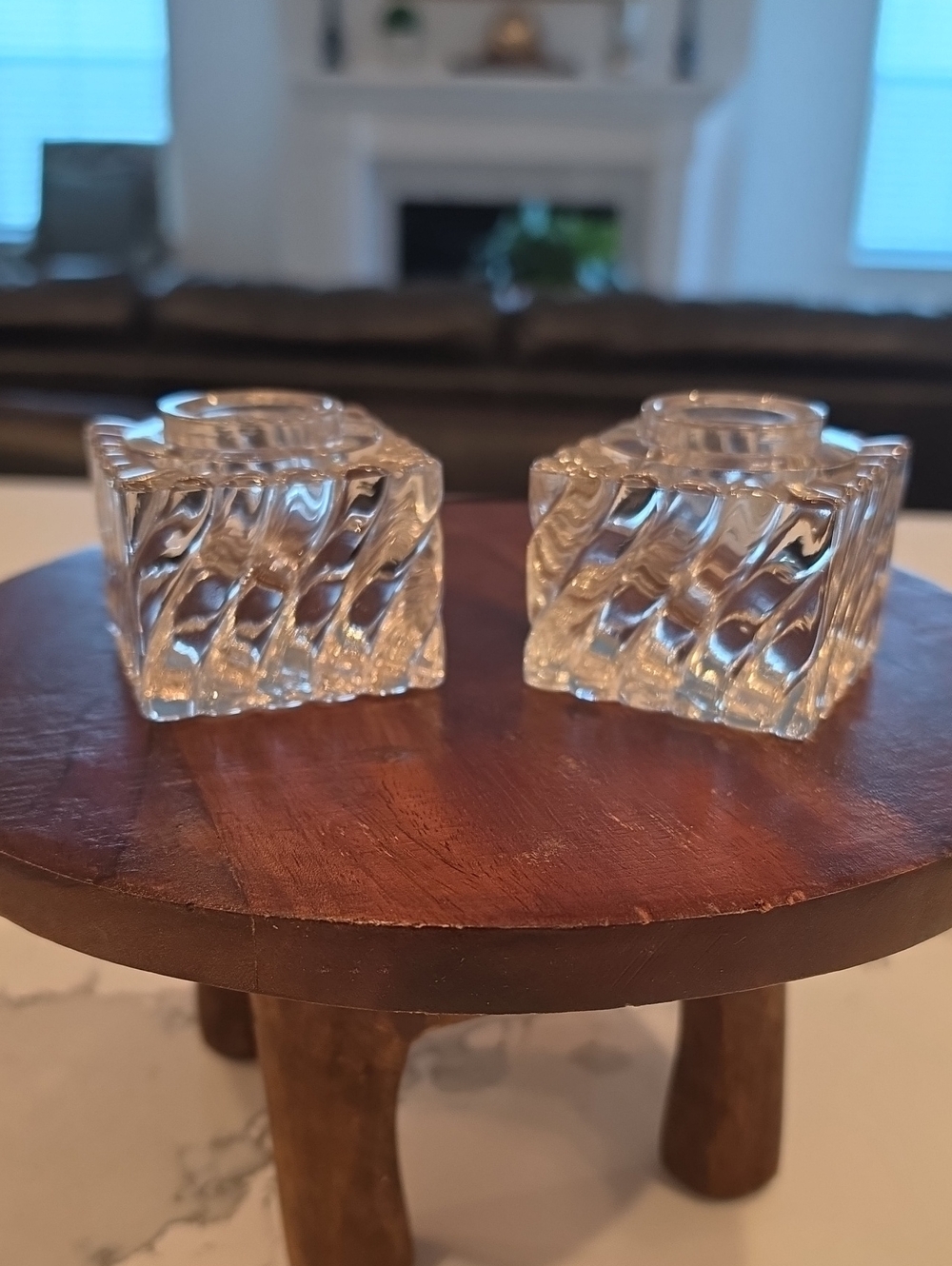Virginia Metalcrafters Crystal Inkwell Inserts Pair No Lids Vintage